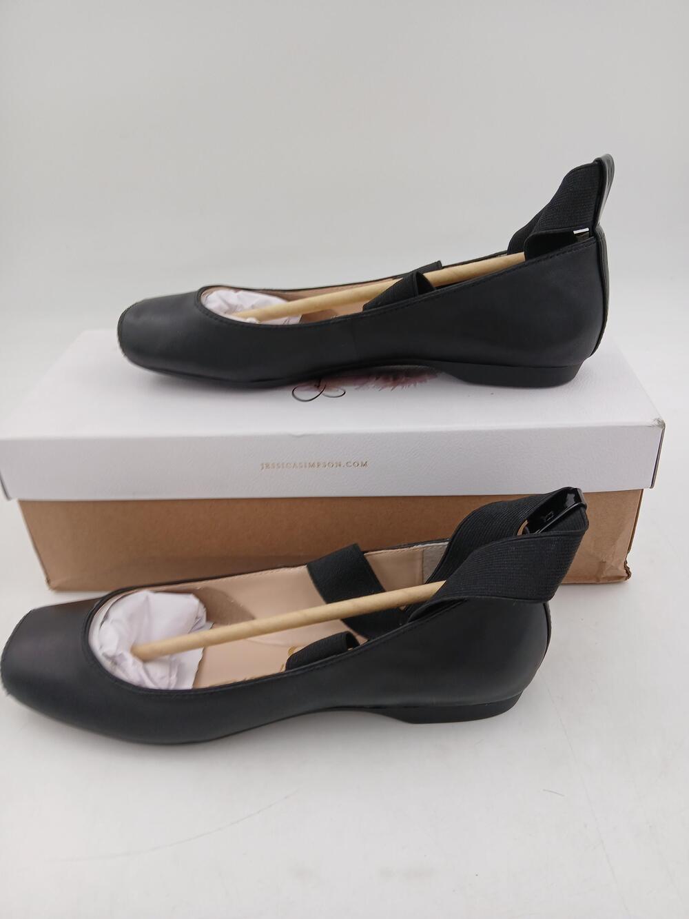Jessica Simpson Mandalaye Shoes Womens Black Ballet Flats Elastic Strap Size 5.5